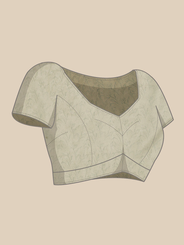 Beige Silk Blend Digital Print Geomatric Saree with Unstitched Blouse - Hiral Fashion - Distacart