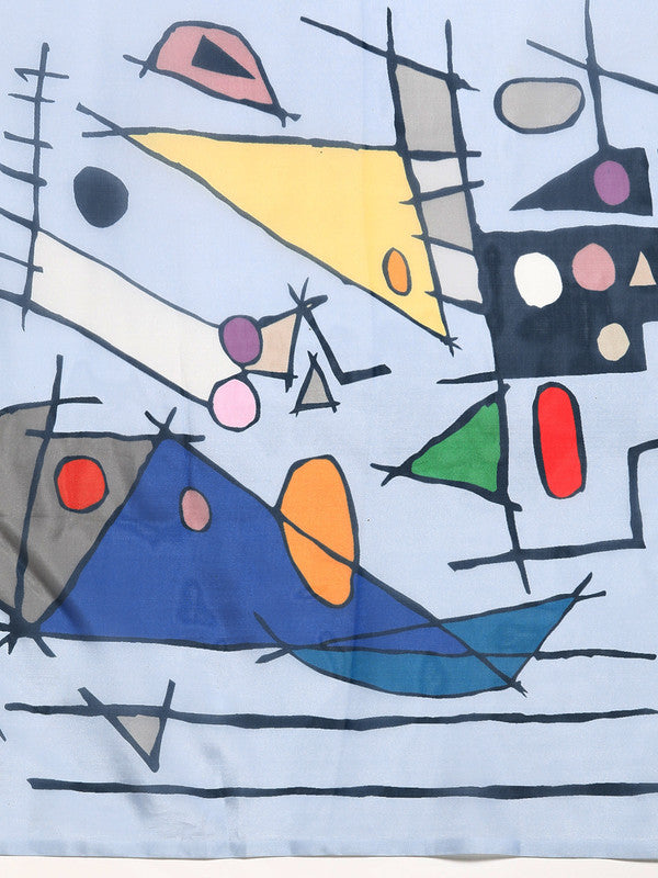 Blue Silk Blend Digital Print Warli Saree with Unstitched Blouse - Hiral Fashion - Distacart