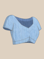 Thumbnail for Blue Silk Blend Digital Print Warli Saree with Unstitched Blouse - Hiral Fashion - Distacart