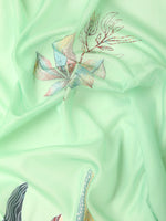 Thumbnail for Green Silk Blend Digital Print Floral Saree with Unstitched Blouse - Hiral Fashion - Distacart