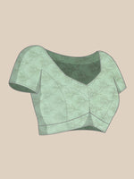 Thumbnail for Green Silk Blend Digital Print Floral Saree with Unstitched Blouse - Hiral Fashion - Distacart