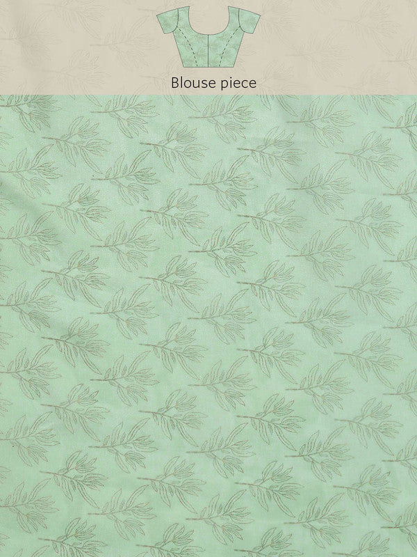 Green Silk Blend Digital Print Floral Saree with Unstitched Blouse - Hiral Fashion - Distacart