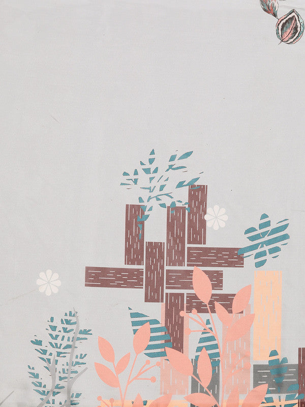 Gray Silk Blend Digital Print Floral Saree with Unstitched Blouse - Hiral Fashion - Distacart