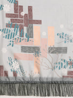 Thumbnail for Gray Silk Blend Digital Print Floral Saree with Unstitched Blouse - Hiral Fashion - Distacart