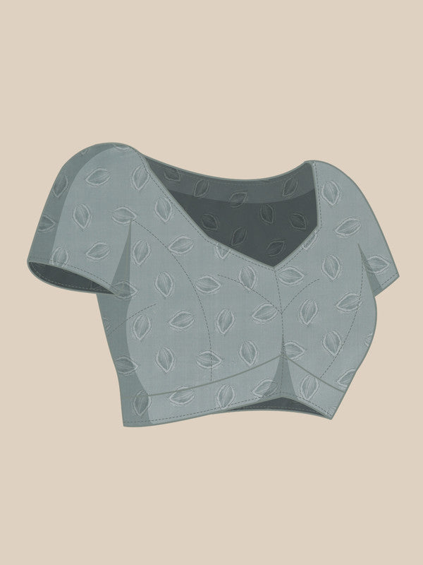 Gray Silk Blend Digital Print Floral Saree with Unstitched Blouse - Hiral Fashion - Distacart