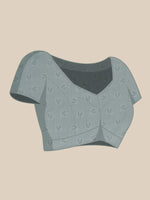 Thumbnail for Gray Silk Blend Digital Print Floral Saree with Unstitched Blouse - Hiral Fashion - Distacart