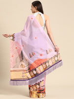 Thumbnail for Lavender Silk Blend Digital Print Floral Saree with Unstitched Blouse - Hiral Fashion - Distacart