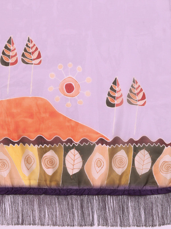 Lavender Silk Blend Digital Print Floral Saree with Unstitched Blouse - Hiral Fashion - Distacart