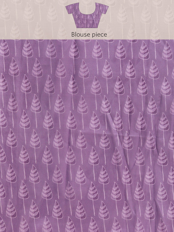 Lavender Silk Blend Digital Print Floral Saree with Unstitched Blouse - Hiral Fashion - Distacart