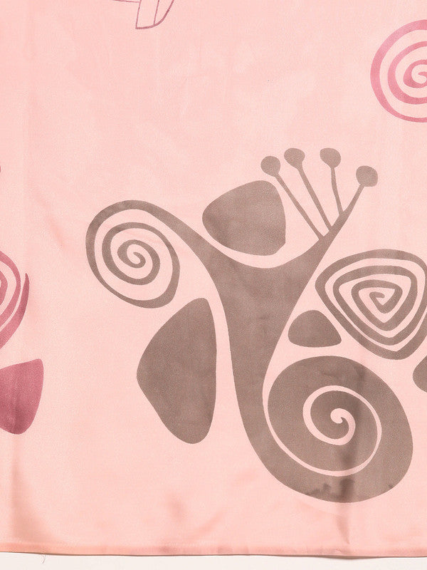 Peach Silk Blend Digital Print Abstract Saree with Unstitched Blouse - Hiral Fashion - Distacart