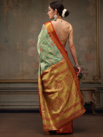 Thumbnail for Green Pure Silk Woven Zari Design Floral Saree with Unstitched Blouse - Hiral Fashion - Distacart