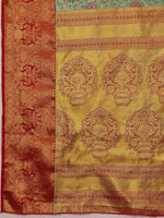Thumbnail for Green Pure Silk Woven Zari Design Floral Saree with Unstitched Blouse - Hiral Fashion - Distacart