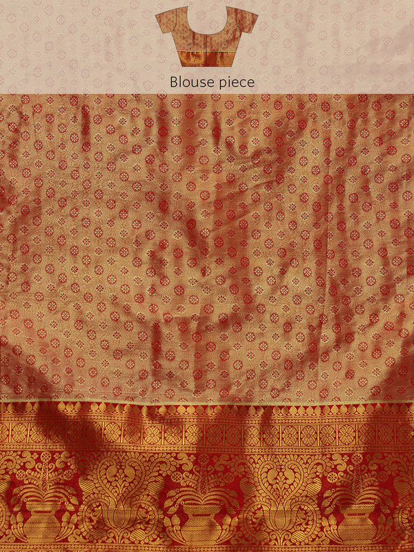 Green Pure Silk Woven Zari Design Floral Saree with Unstitched Blouse - Hiral Fashion - Distacart