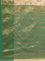 Thumbnail for Green Tissue Silk Woven Zari Design Floral Saree with Unstitched Blouse - Hiral Fashion - Distacart