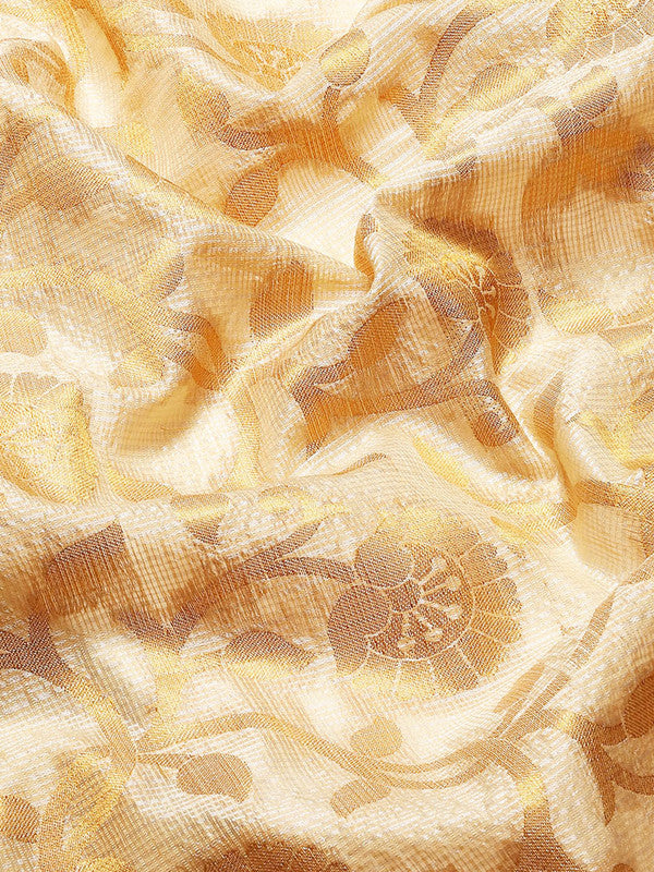 Green Tissue Silk Woven Zari Design Floral Saree with Unstitched Blouse - Hiral Fashion - Distacart