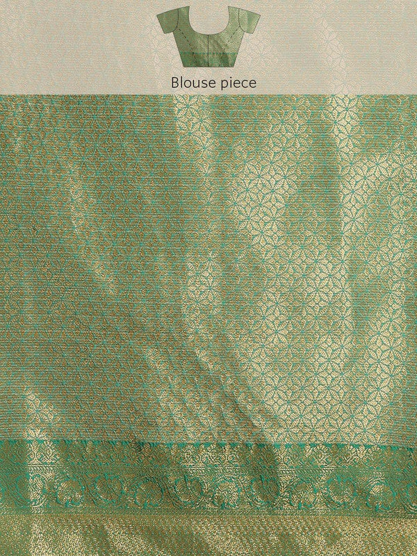 Green Tissue Silk Woven Zari Design Floral Saree with Unstitched Blouse - Hiral Fashion - Distacart
