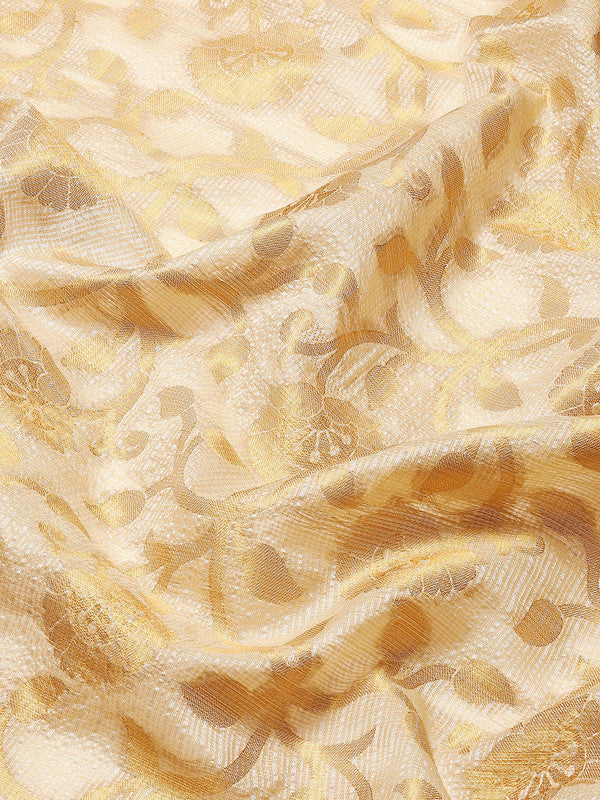 Navy Blue Tissue Silk Woven Zari Design Floral Saree with Unstitched Blouse - Hiral Fashion - Distacart