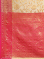 Thumbnail for Pink Tissue Silk Woven Zari Design Floral Saree with Unstitched Blouse - Hiral Fashion - Distacart