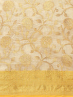 Thumbnail for Yellow Tissue Silk Woven Zari Design Floral Saree with Unstitched Blouse - Hiral Fashion - Distacart