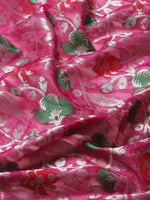 Thumbnail for Magenta Brocade Woven Zari Design Floral Saree with Unstitched Blouse - Hiral Fashion - Distacart