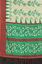 Thumbnail for Beige Cotton Blend Printed Floral Saree with Unstitched Blouse - Hiral Fashion - Distacart