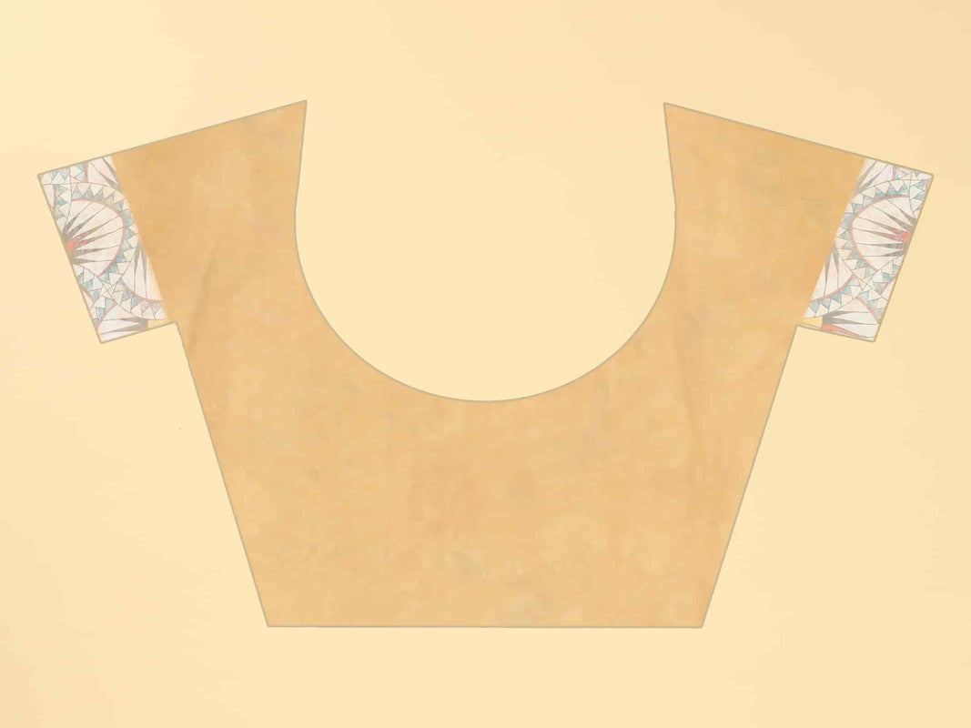 Peach Cotton Blend Printed Floral Saree with Unstitched Blouse - Hiral Fashion - Distacart