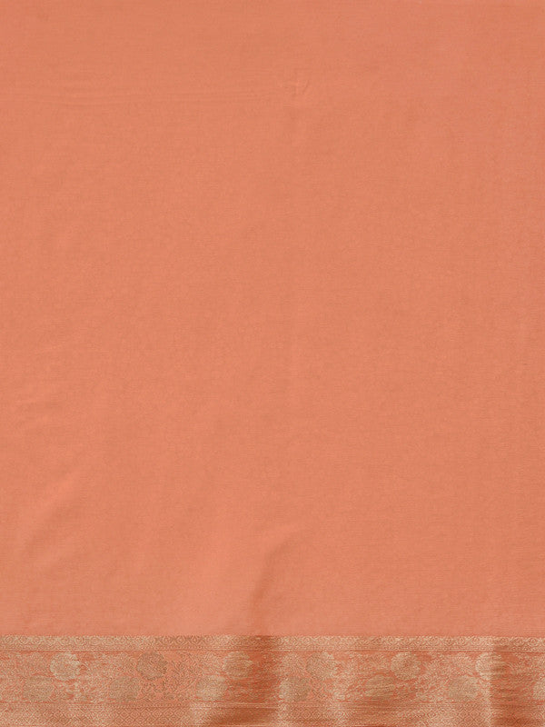 Peach Pure Viscose Chinon Zari Woven Solid Saree with Unstitched Blouse - Hiral Fashion - Distacart