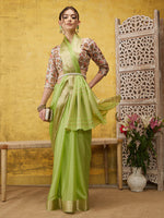 Thumbnail for Green Pure Viscose Chinon Zari Woven Solid Saree with Unstitched Blouse - Hiral Fashion - Distacart