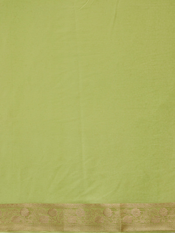 Green Pure Viscose Chinon Zari Woven Solid Saree with Unstitched Blouse - Hiral Fashion - Distacart
