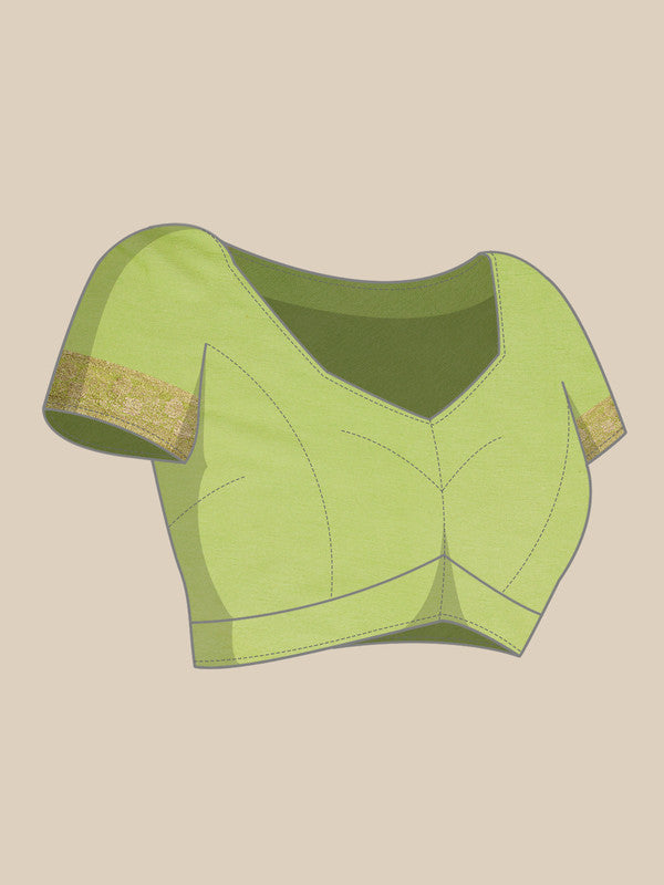 Green Pure Viscose Chinon Zari Woven Solid Saree with Unstitched Blouse - Hiral Fashion - Distacart