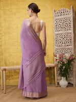 Thumbnail for Purple Pure Viscose Chinon Zari Woven Solid Saree with Unstitched Blouse - Hiral Fashion - Distacart