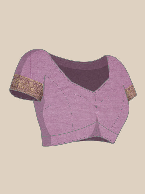 Purple Pure Viscose Chinon Zari Woven Solid Saree with Unstitched Blouse - Hiral Fashion - Distacart