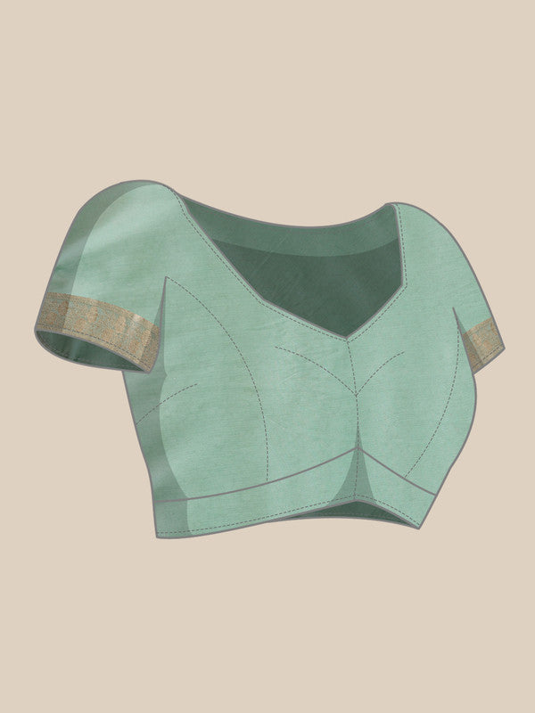 Turquoise Pure Viscose Chinon Zari Woven Solid Saree with Unstitched Blouse - Hiral Fashion - Distacart