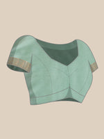 Thumbnail for Turquoise Pure Viscose Chinon Zari Woven Solid Saree with Unstitched Blouse - Hiral Fashion - Distacart