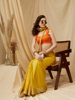 Thumbnail for Yellow Pure Viscose Chinon Zari Woven Solid Saree with Unstitched Blouse - Hiral Fashion - Distacart