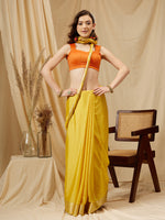 Thumbnail for Yellow Pure Viscose Chinon Zari Woven Solid Saree with Unstitched Blouse - Hiral Fashion - Distacart