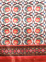 Thumbnail for White Silk Blend Digital Print Patola Saree with Unstitched Blouse - Hiral Fashion - Distacart