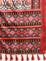 Thumbnail for White Silk Blend Digital Print Patola Saree with Unstitched Blouse - Hiral Fashion - Distacart