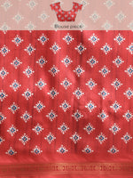 Thumbnail for White Silk Blend Digital Print Patola Saree with Unstitched Blouse - Hiral Fashion - Distacart