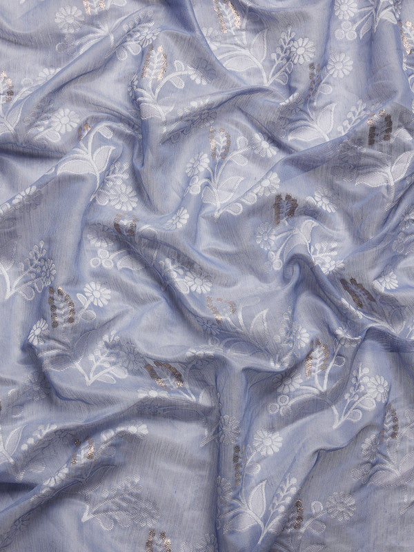 Gray Cotton Woven Zari Design Floral Saree with Unstitched Blouse - Hiral Fashion - Distacart