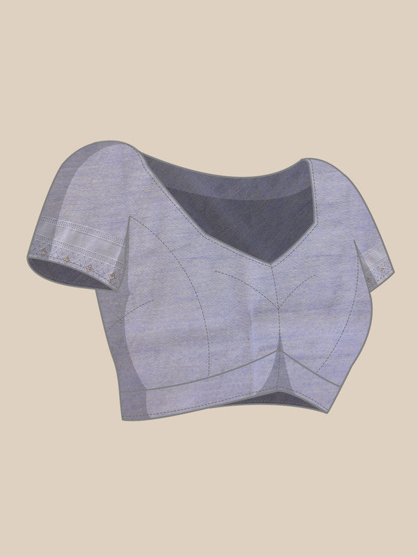 Gray Cotton Woven Zari Design Floral Saree with Unstitched Blouse - Hiral Fashion - Distacart