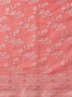Thumbnail for Peach Cotton Woven Zari Design Floral Saree with Unstitched Blouse - Hiral Fashion - Distacart