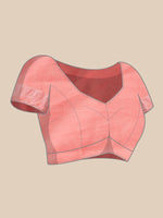 Thumbnail for Peach Cotton Woven Zari Design Floral Saree with Unstitched Blouse - Hiral Fashion - Distacart