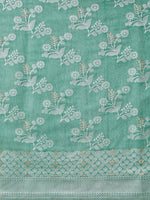 Thumbnail for Turquoise Cotton Woven Zari Design Floral Saree with Unstitched Blouse - Hiral Fashion - Distacart