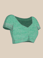 Thumbnail for Turquoise Cotton Woven Zari Design Floral Saree with Unstitched Blouse - Hiral Fashion - Distacart