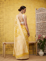 Thumbnail for Yellow Cotton Woven Zari Design Floral Saree with Unstitched Blouse - Hiral Fashion - Distacart