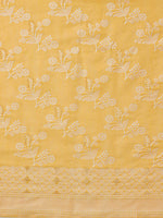 Thumbnail for Yellow Cotton Woven Zari Design Floral Saree with Unstitched Blouse - Hiral Fashion - Distacart