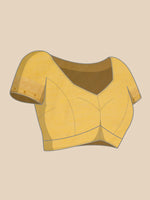 Thumbnail for Yellow Cotton Woven Zari Design Floral Saree with Unstitched Blouse - Hiral Fashion - Distacart