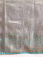 Thumbnail for Blue Tissue Silk Woven Zari Design Floral Saree with Unstitched Blouse - Hiral Fashion - Distacart