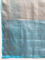 Thumbnail for Blue Tissue Silk Woven Zari Design Floral Saree with Unstitched Blouse - Hiral Fashion - Distacart